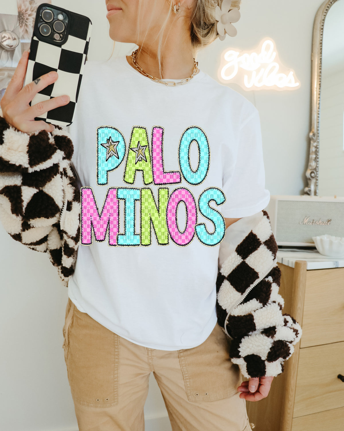 Palominos Colorful Checkered (caplinger) DTF transfer