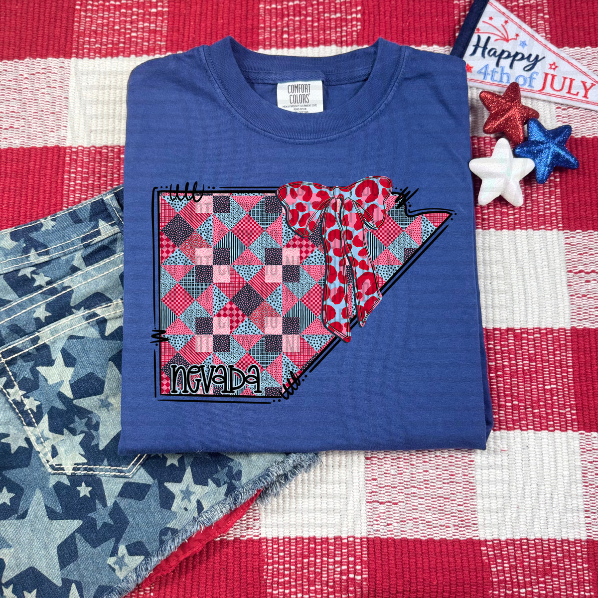 Nevada RWB faux patchwork (Caplinger) dtf transfer