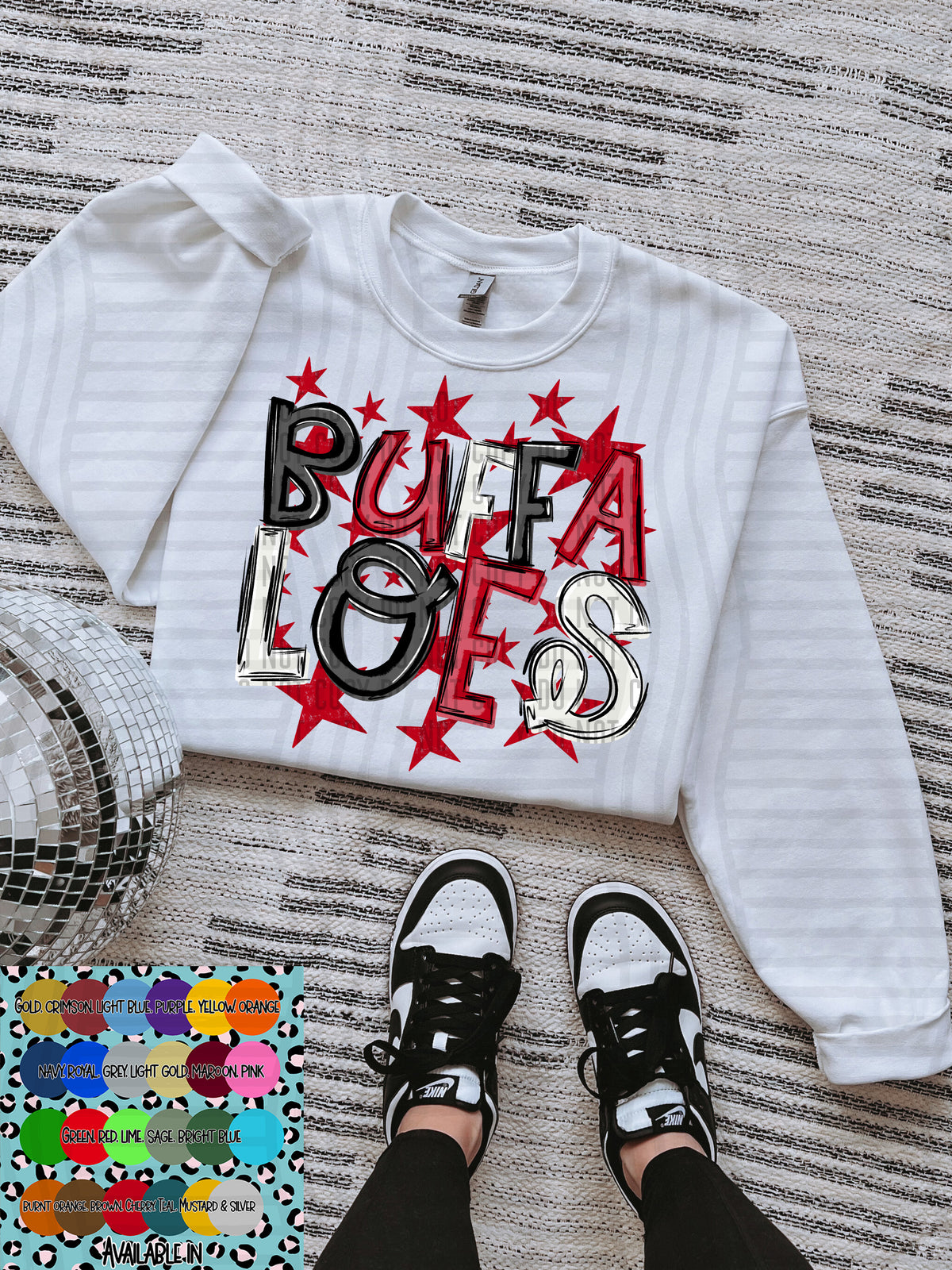 buffaloes black white and red with red stars (Caplinger) DTF Transfer