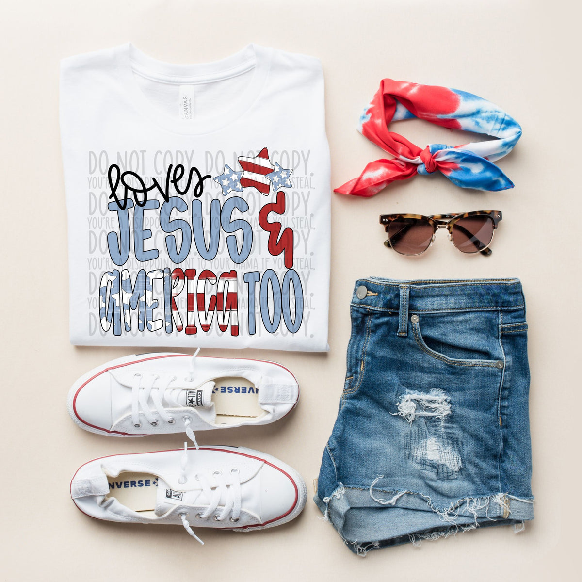 Loves Jesus & America too (SWD) 101040 DTF transfer