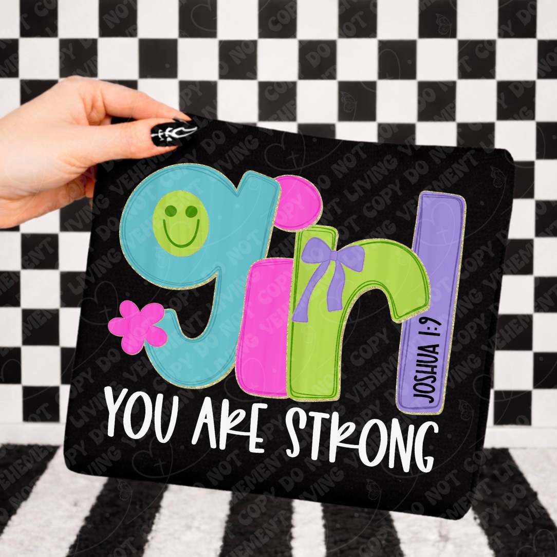 You are strong girl happy face WHITE (Vehement) DTF Transfer
