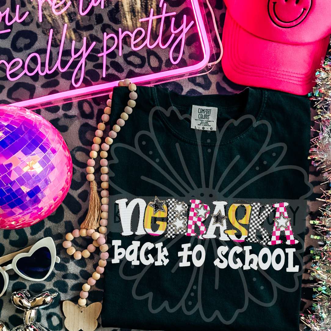 nebraska back to school patterned letters (vehement) DTF Transfer