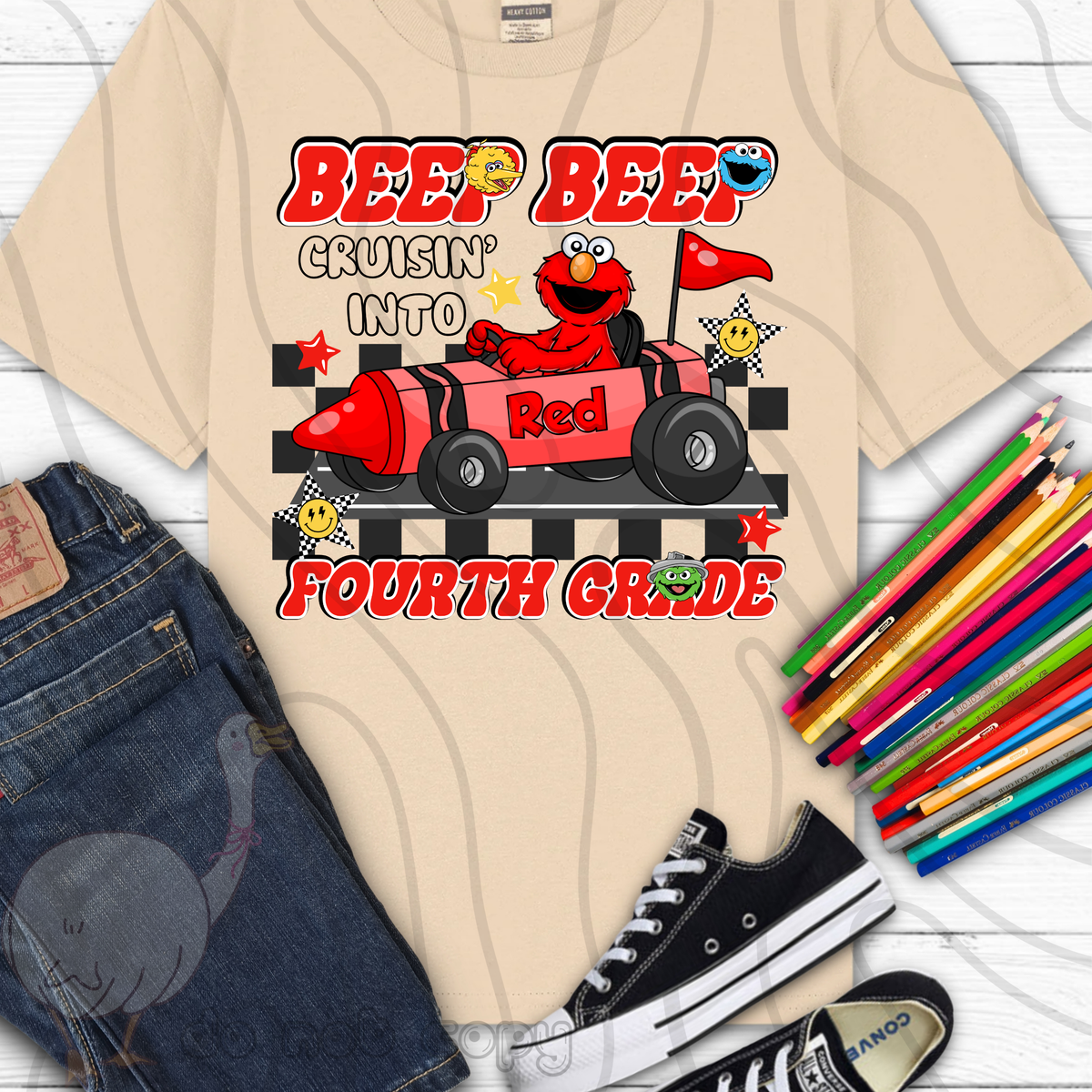 Beep beep red fourth grade (DKD) DTF Transfer
