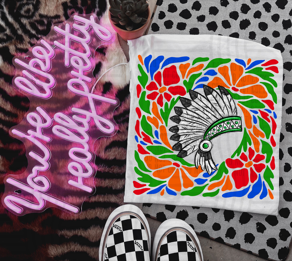 Green Indian Retro Floral (Caplinger) 101140 DTF transfer