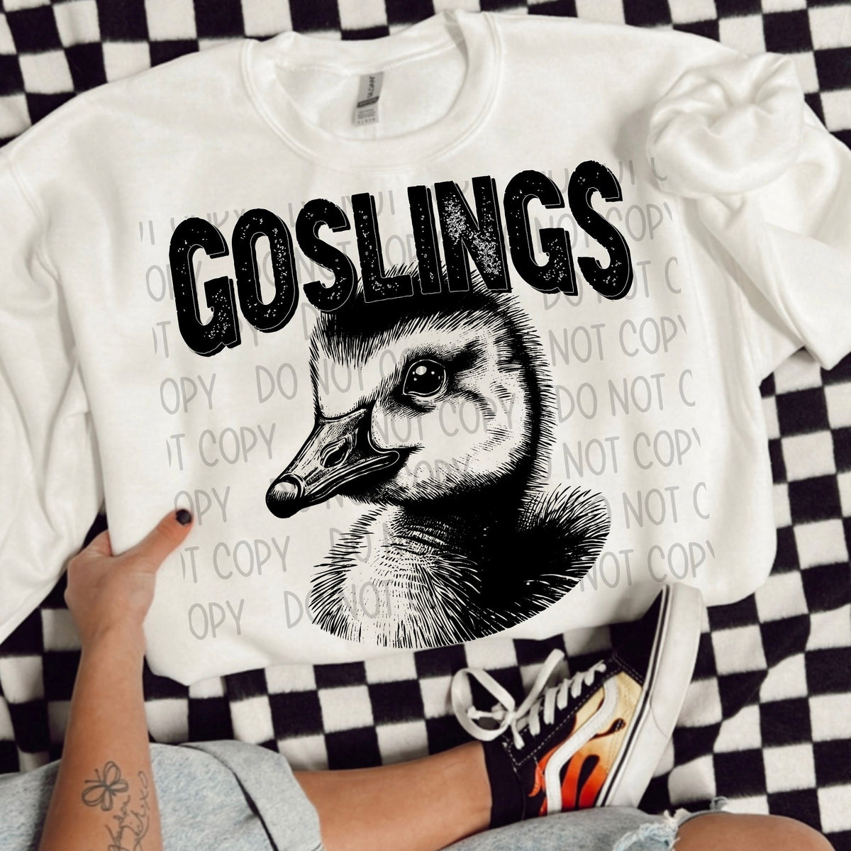 Goslings black/white outline DTF transfer