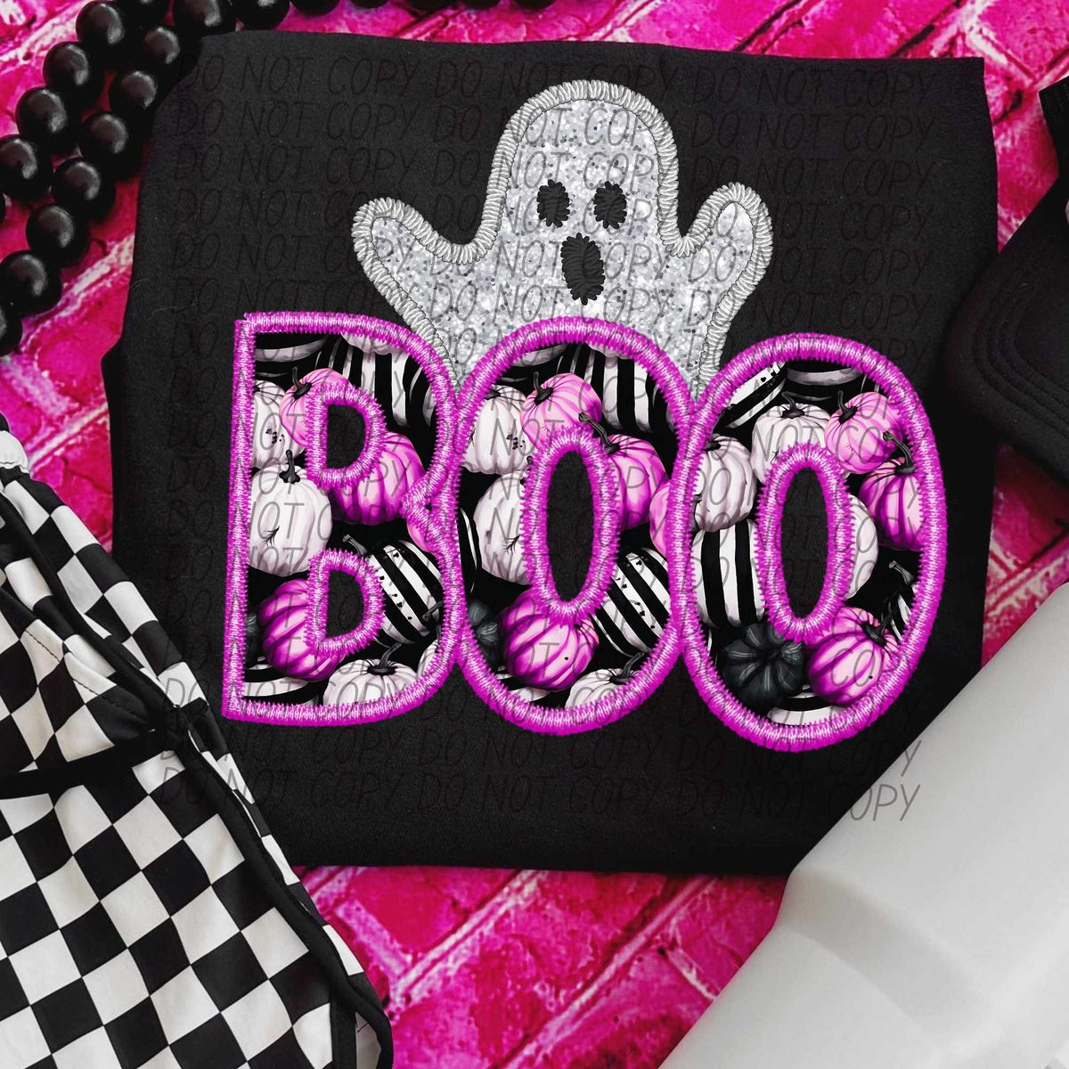 Boo pink outline pink pumpkins GHOST (CITY) 55917 DTF transfer