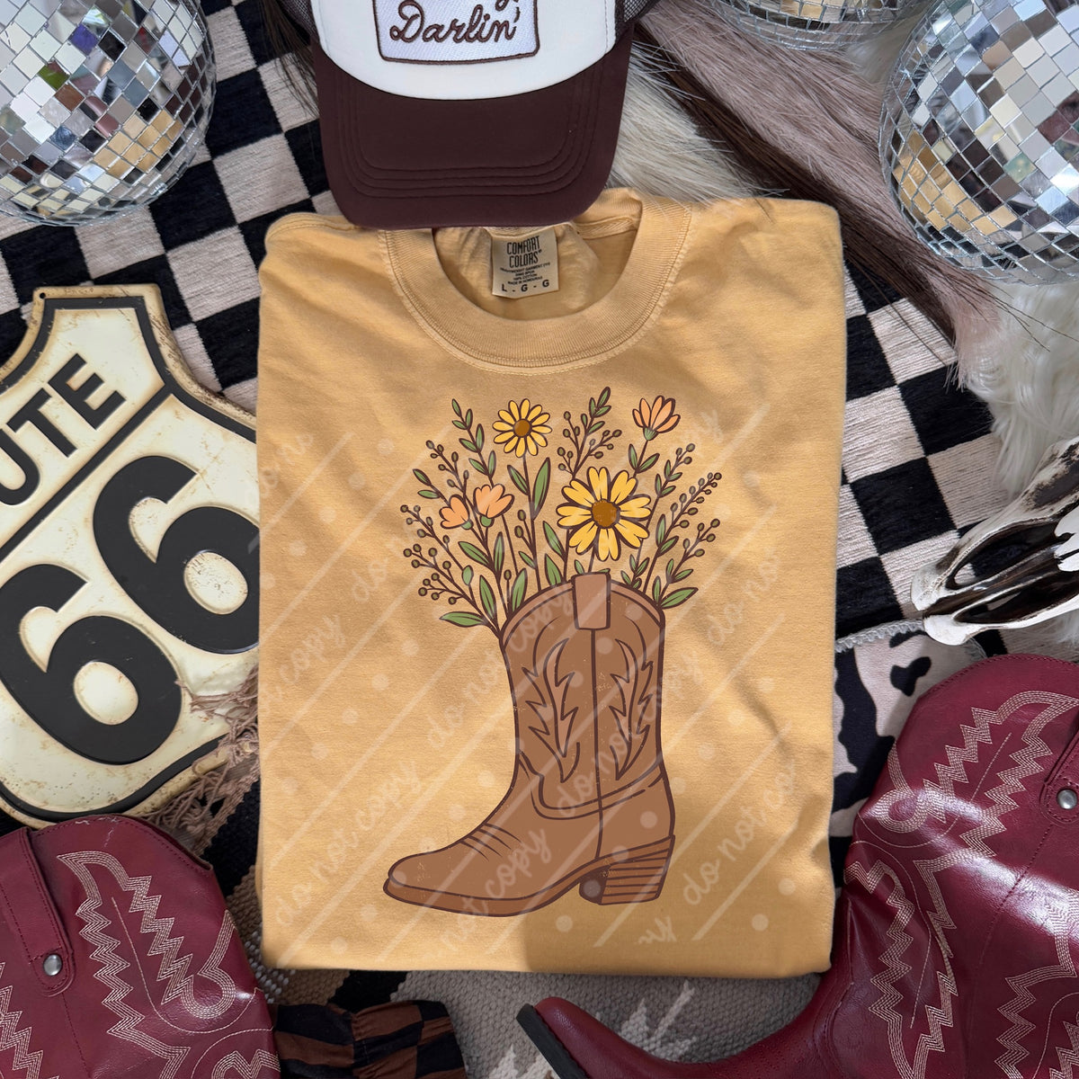 Wildflowers cowboy boot (scarlow) DTF Transfer