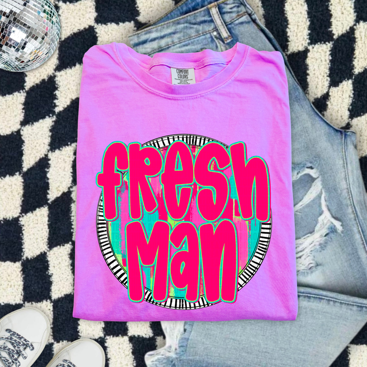 Freshman pink font circle 103888 DTF transfer