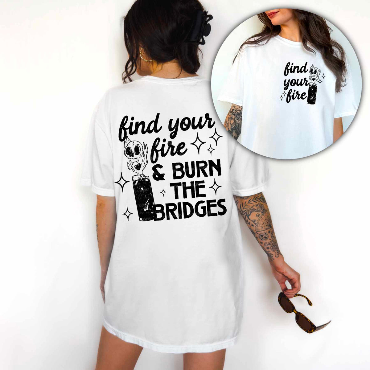 Find your fire & burn the bridges BLACK BACK (CSC) 77258 DTF transfer