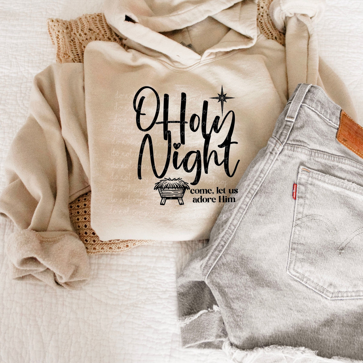 Oh Holy Night cursive BLACK 115604 DTF Transfer