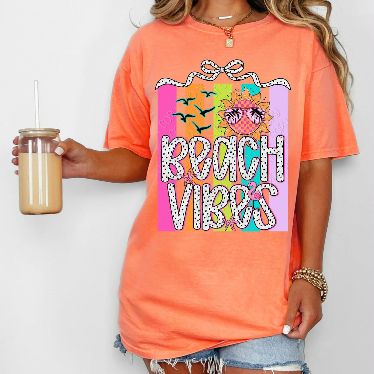 Beach vibes checkered sun Sunday Special DTF transfer