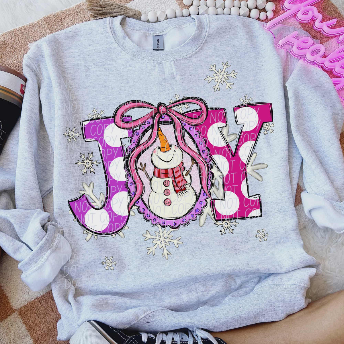 Joy Snowman frame (city) DTF transfer