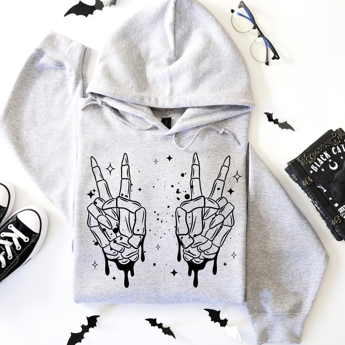 Skeleton hand peace drip black (CSC) DTF Transfer