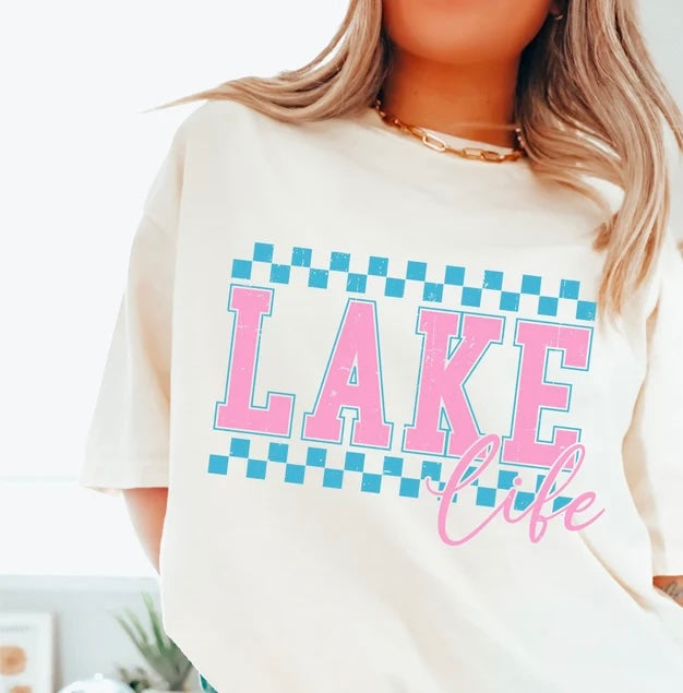 Lake life pink and blue 96692 DTF transfer
