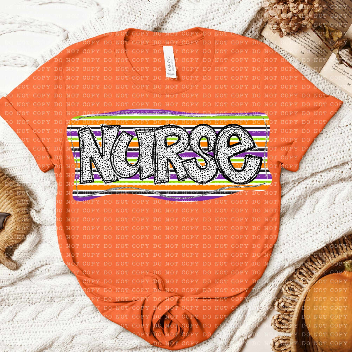 Nurse purple orange green stripes (ECHT) 58809 DTF transfer