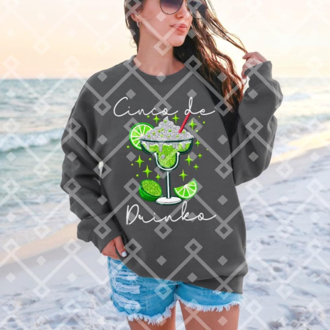 Cinco de drinko white font (Crafti) 103252 DTF transfer