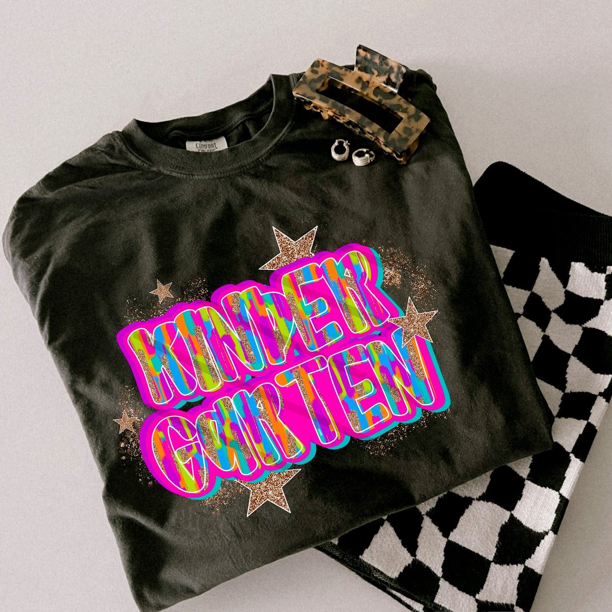 Kindergarten Rainbow and glitter gold stars scarlow 110375 DTF transfer