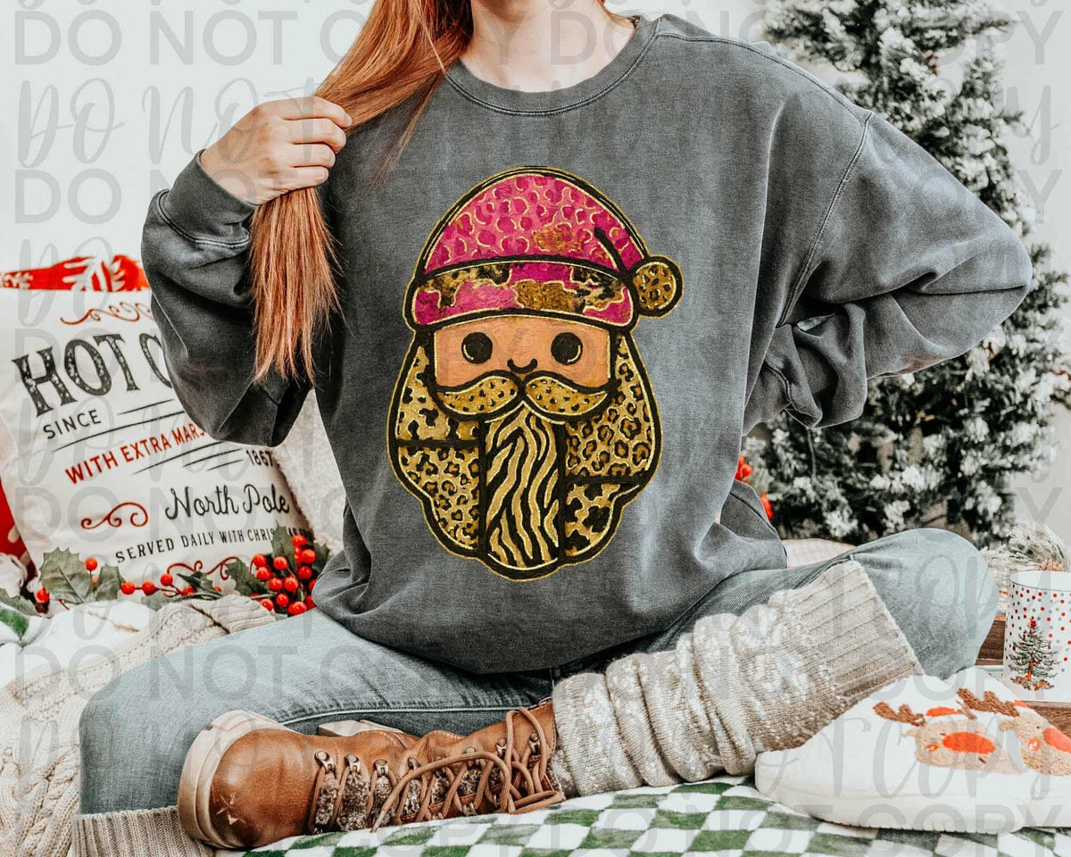 Santa pink and gold animal print (sweet starlight) DTF transfer