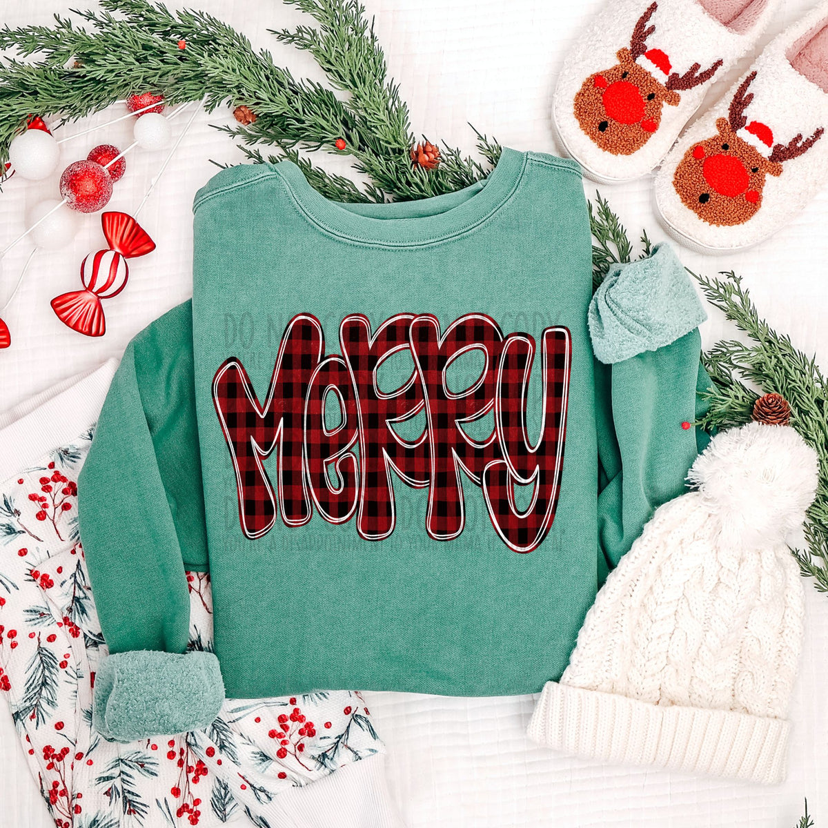 Merry red and black plaid (SWD) DTF transfer