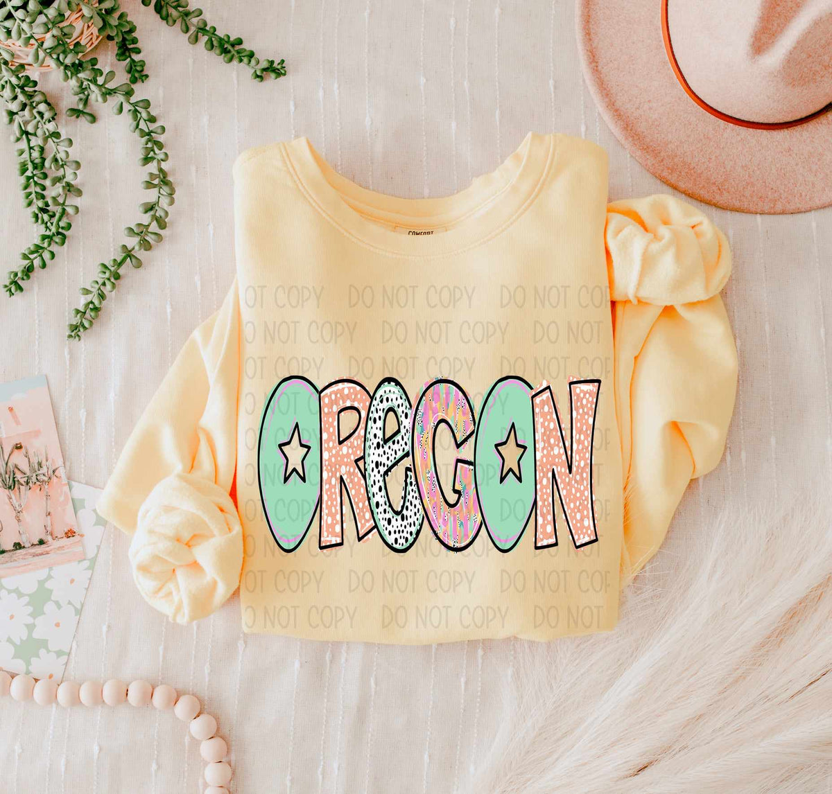 Oregon peach and green (SWD) 55452 DTF transfer