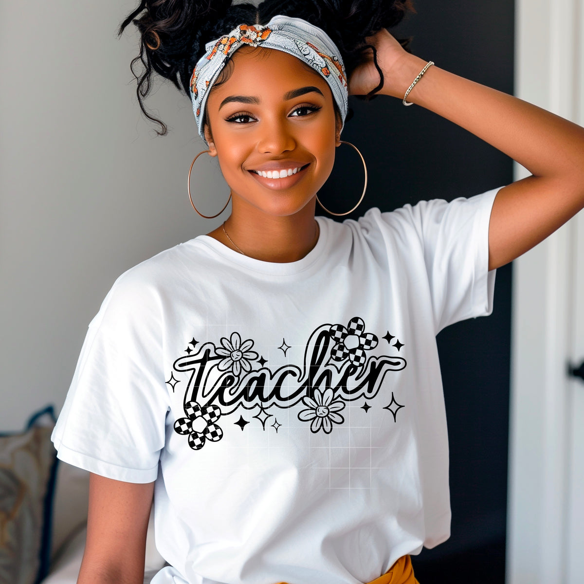 Teacher doodles BLACK (CSC) 98793 DTF transfer
