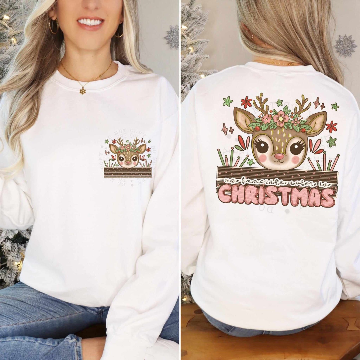 My favorite color is Christmas deer BACK ONLY (CST) 70731 DTF transfer