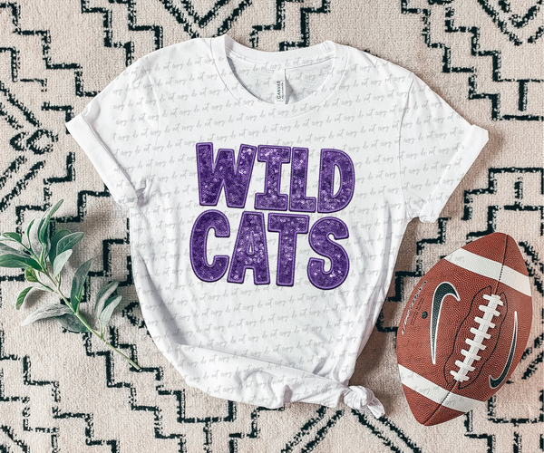 Purple Faux Sequin Wildcats DTF Transfer