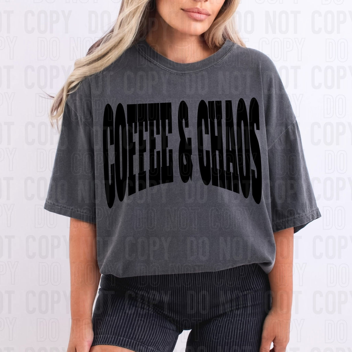 Coffee and Chaos black (SBB) DTF transfer