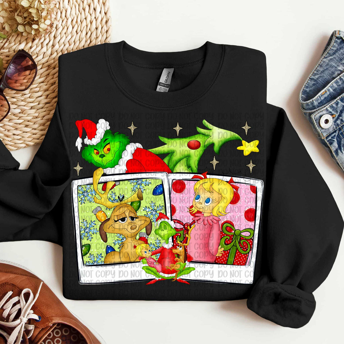 Mean Polaroid Cards with tree (Vp) DTF transfer