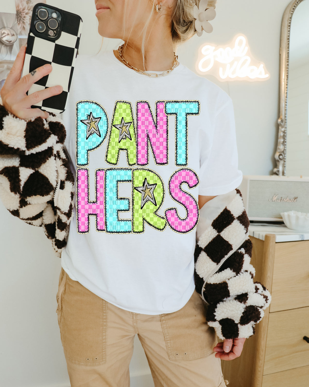 Panthers Colorful Checkered (caplinger) DTF transfer