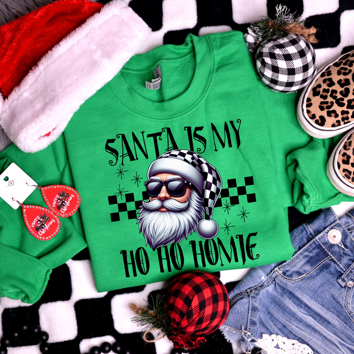Santa Is My Ho Ho Homie (Black) DTF Transfer