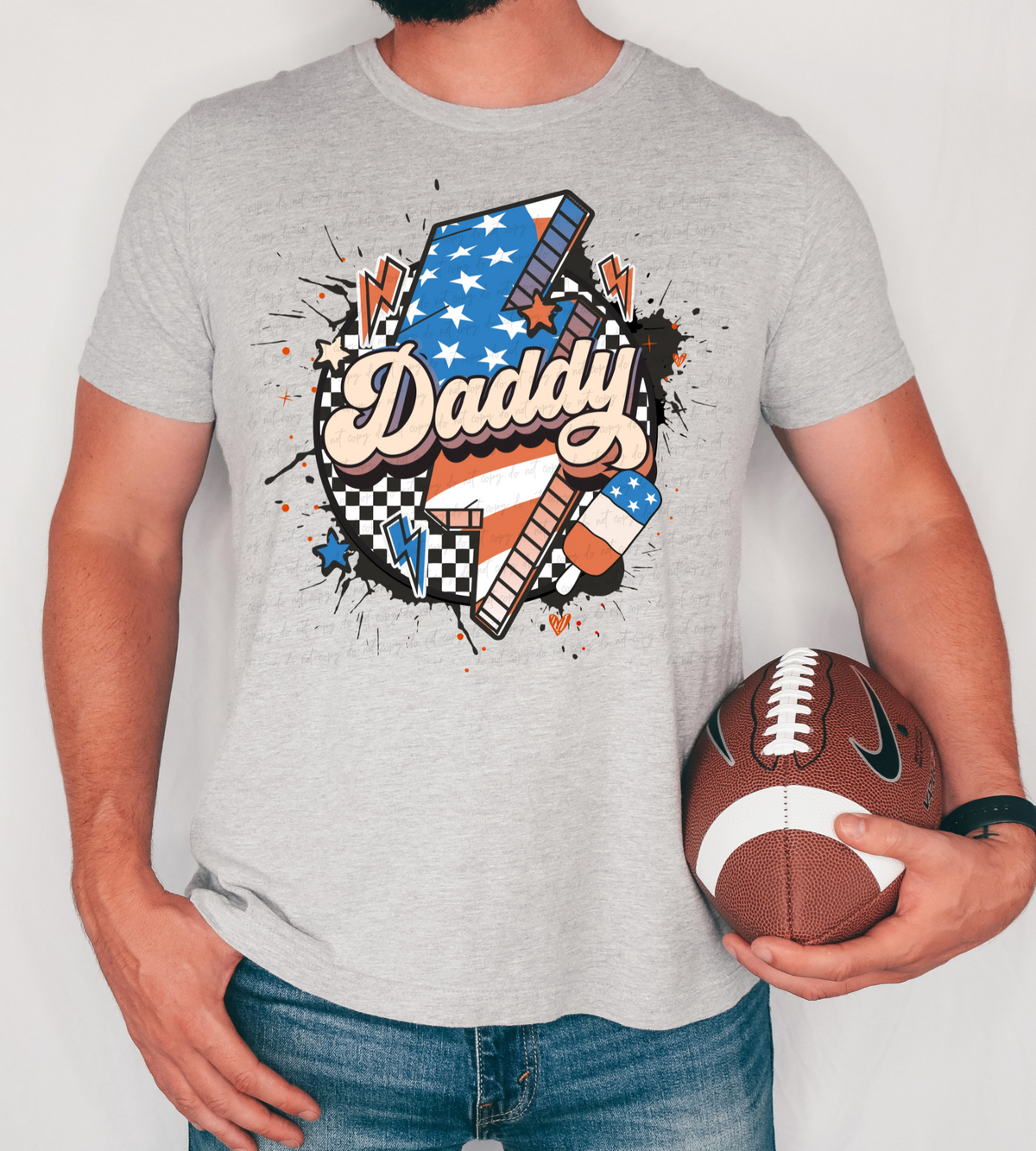 Daddy patriotic lightening bolt  28811 DTF Transfer