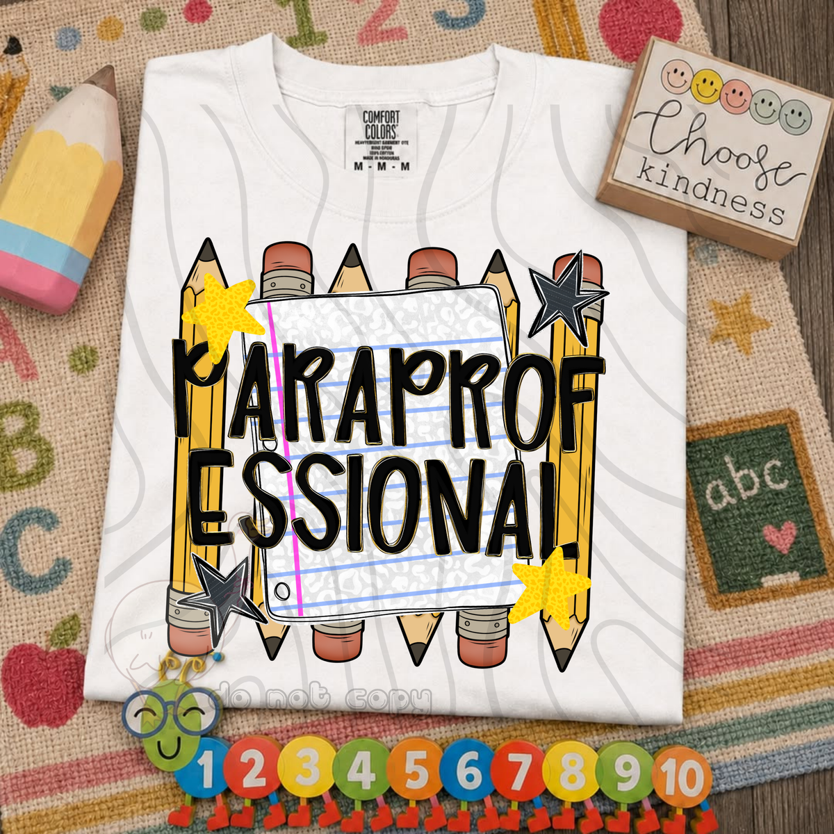 Paraprofessional pencil and stars (DKD) DTF transfer