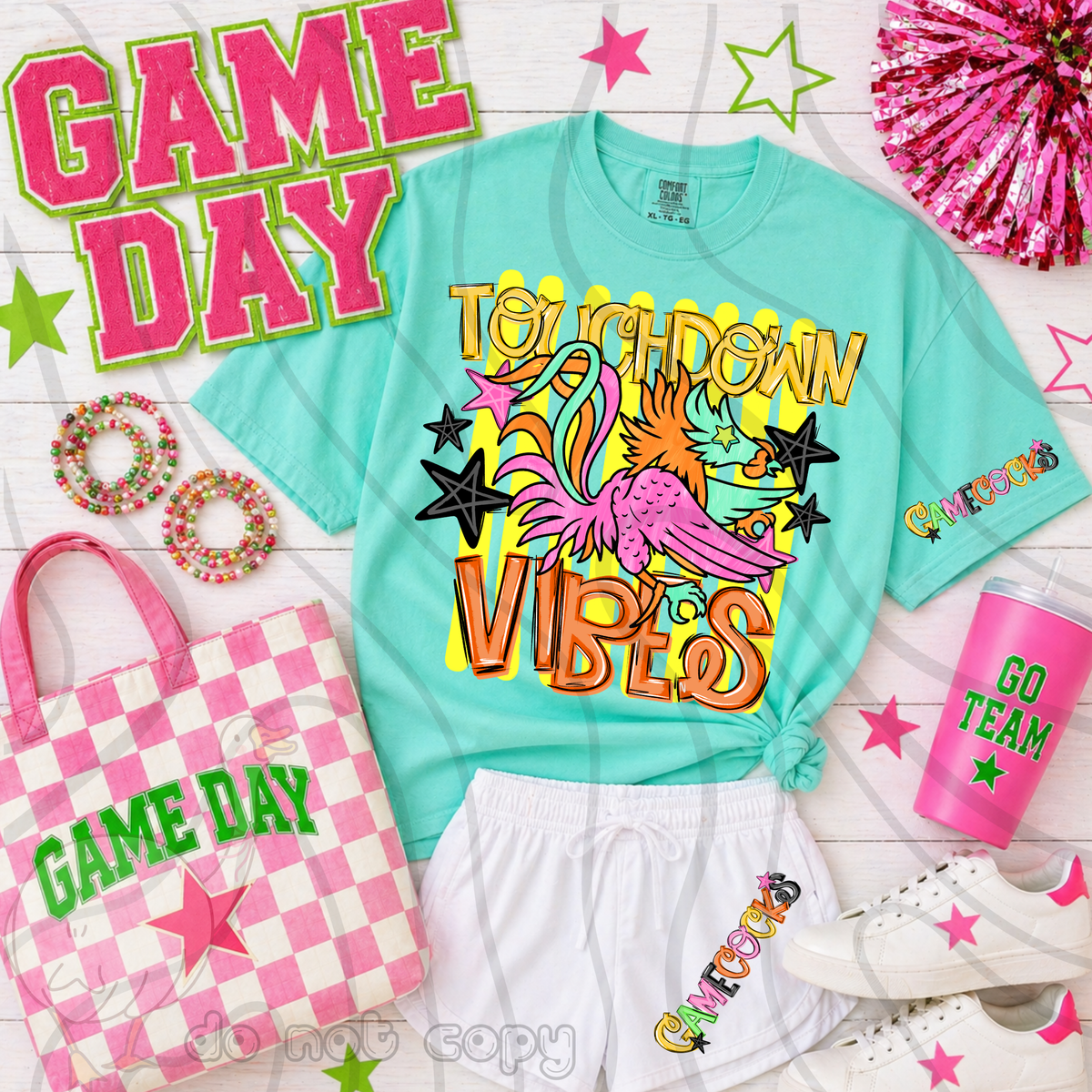 Gamecocks touchdown vibes NEON (SLEEVE ONLY) (DKD) DTF Transfer