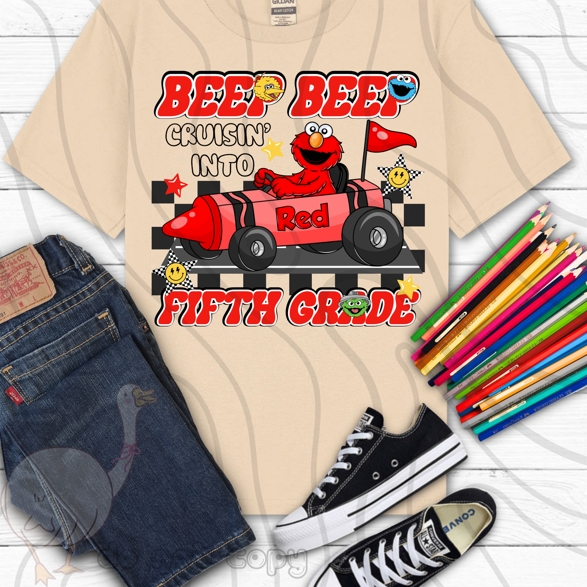 Beep beep red fifth grade (DKD) DTF Transfer