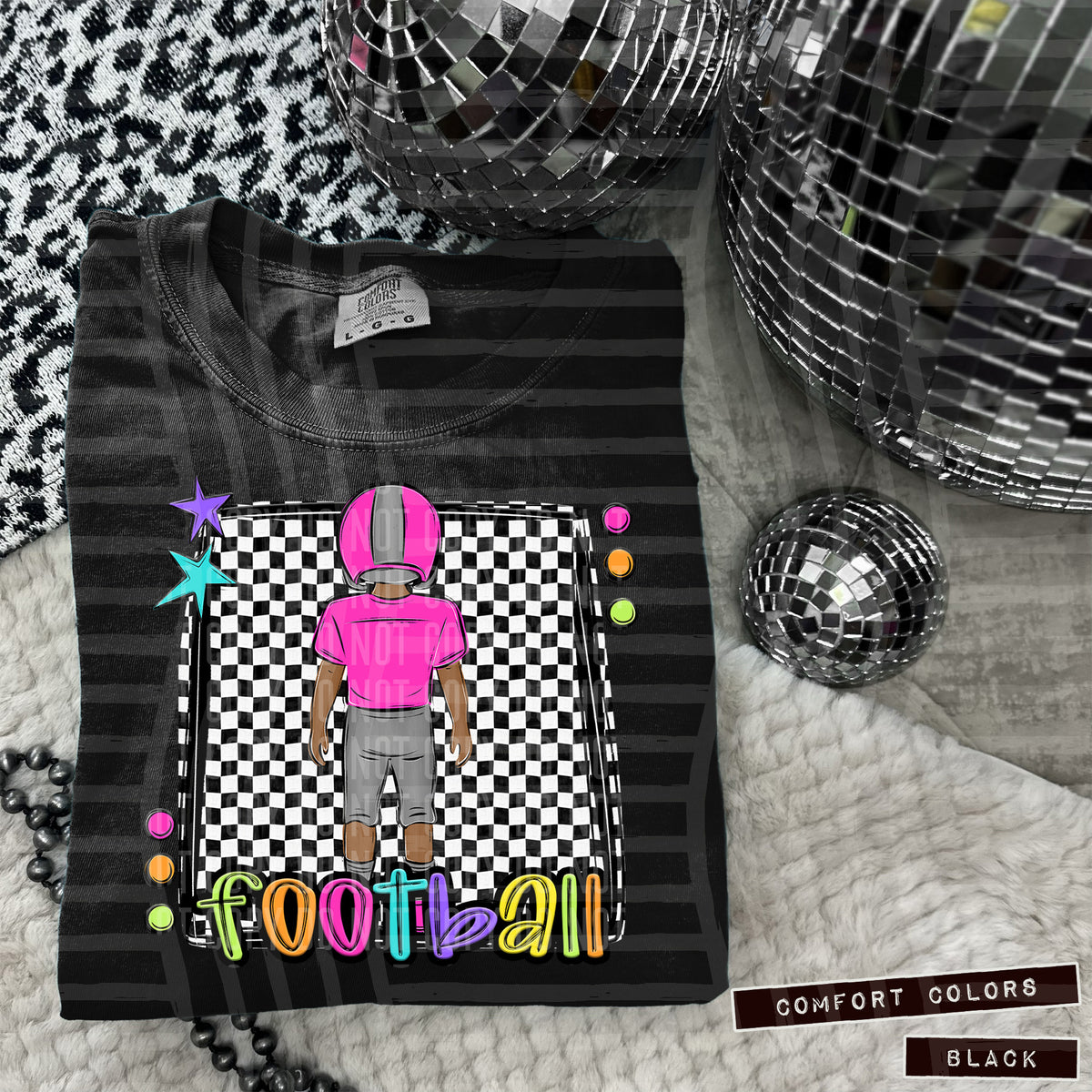 Football preppy colorful dark skin (Caplinger)