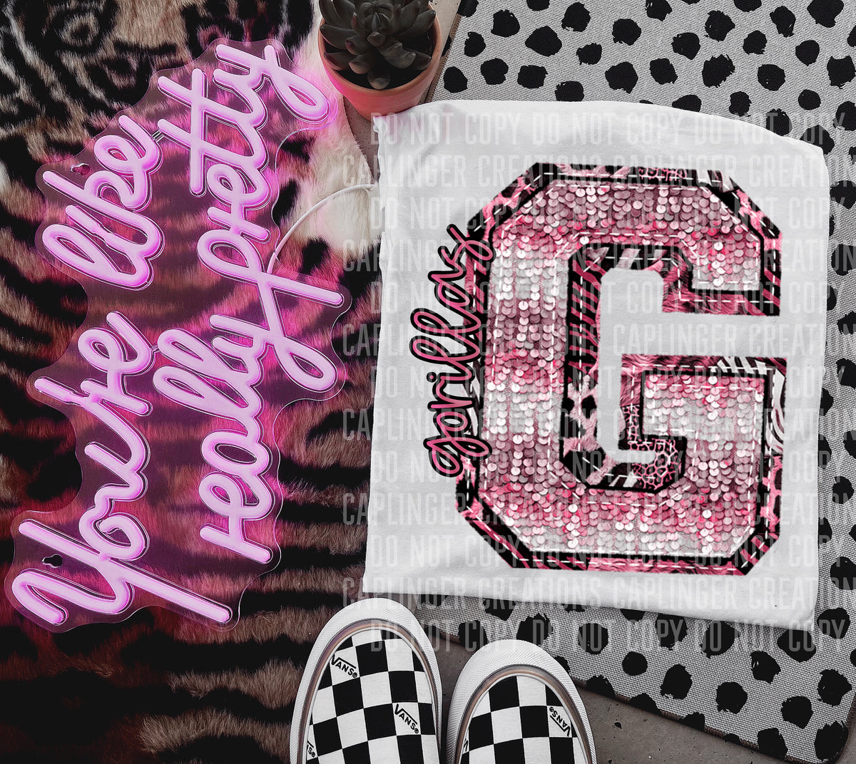 Gorillas wild and pink (Caplinger) DTF transfer