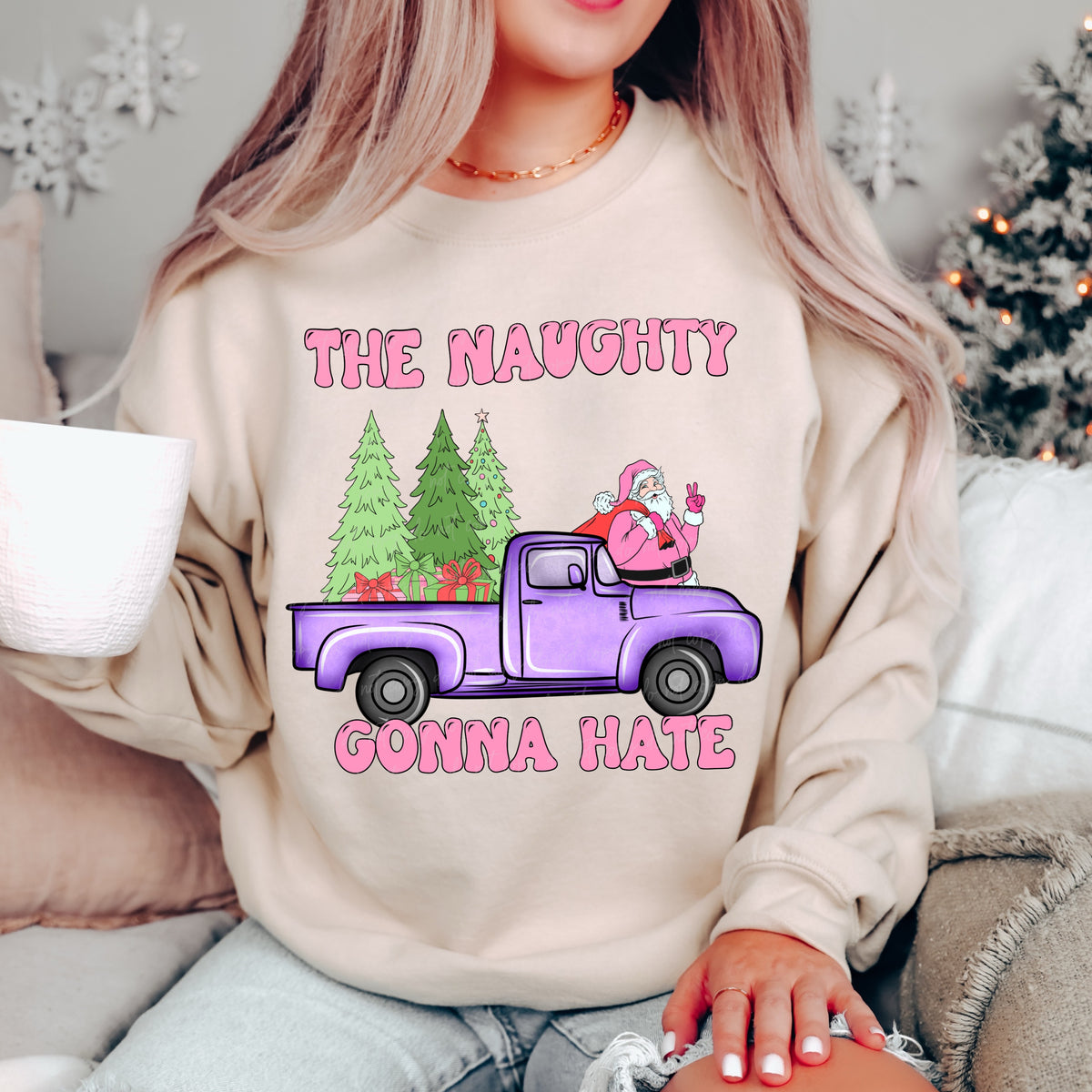 The naughty gonna hate (white Santa) 30240 DTF transfer