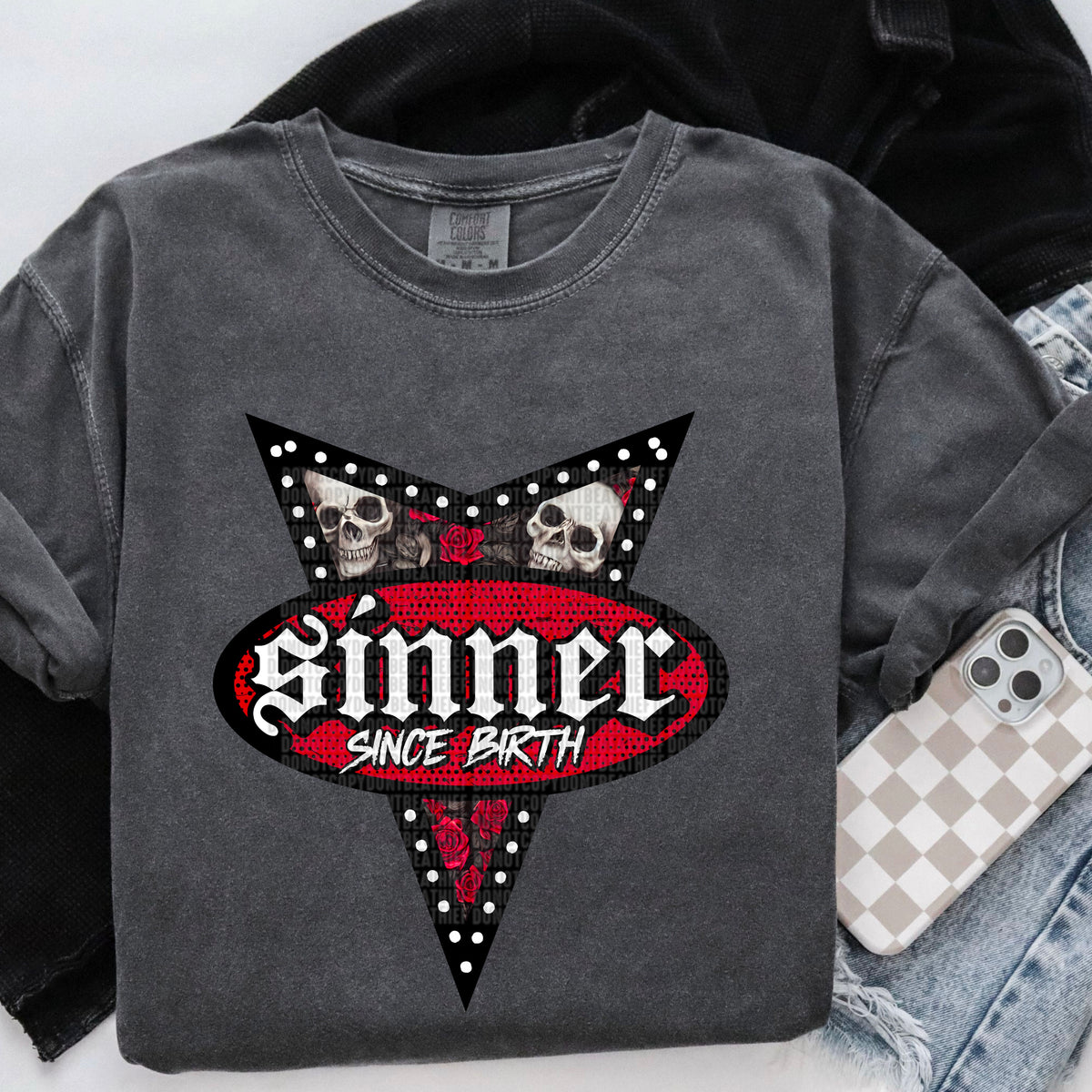 Sinner since birth 90319 DTF transfer