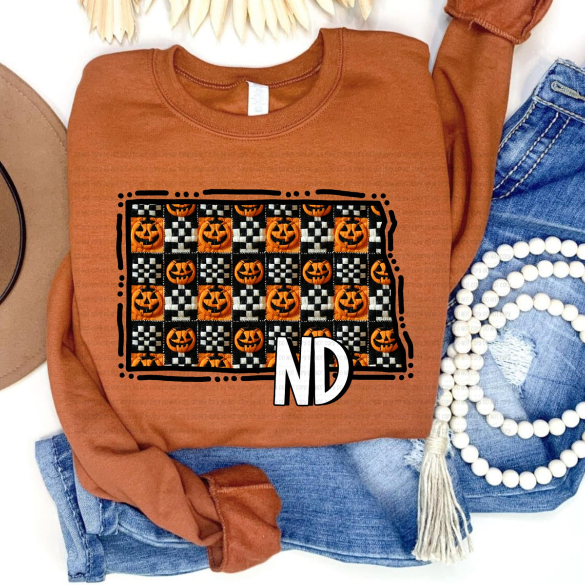 North Dakota pumpkin checker REVEL DTF transfer