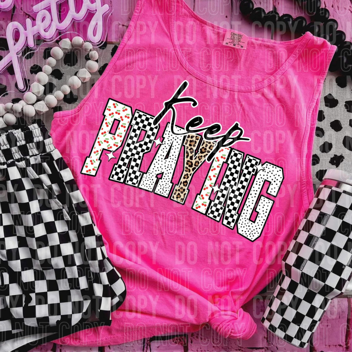 Keep praying patterned 106918 DTF transfer