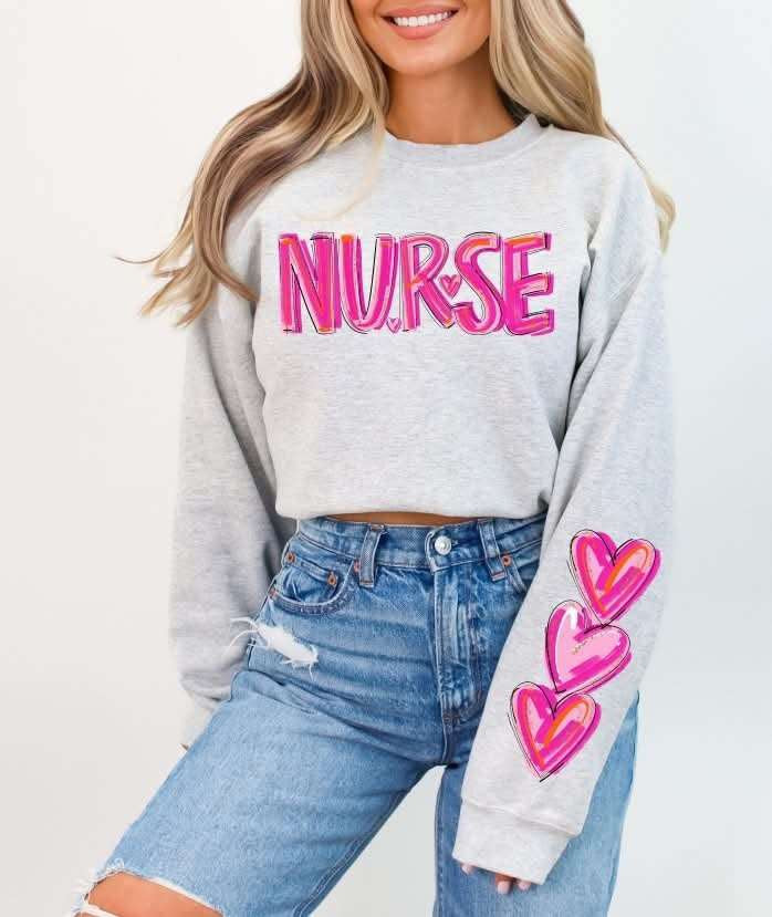 Nurse pink brushstroke FRONT (S&G) 79645 DTF transfer