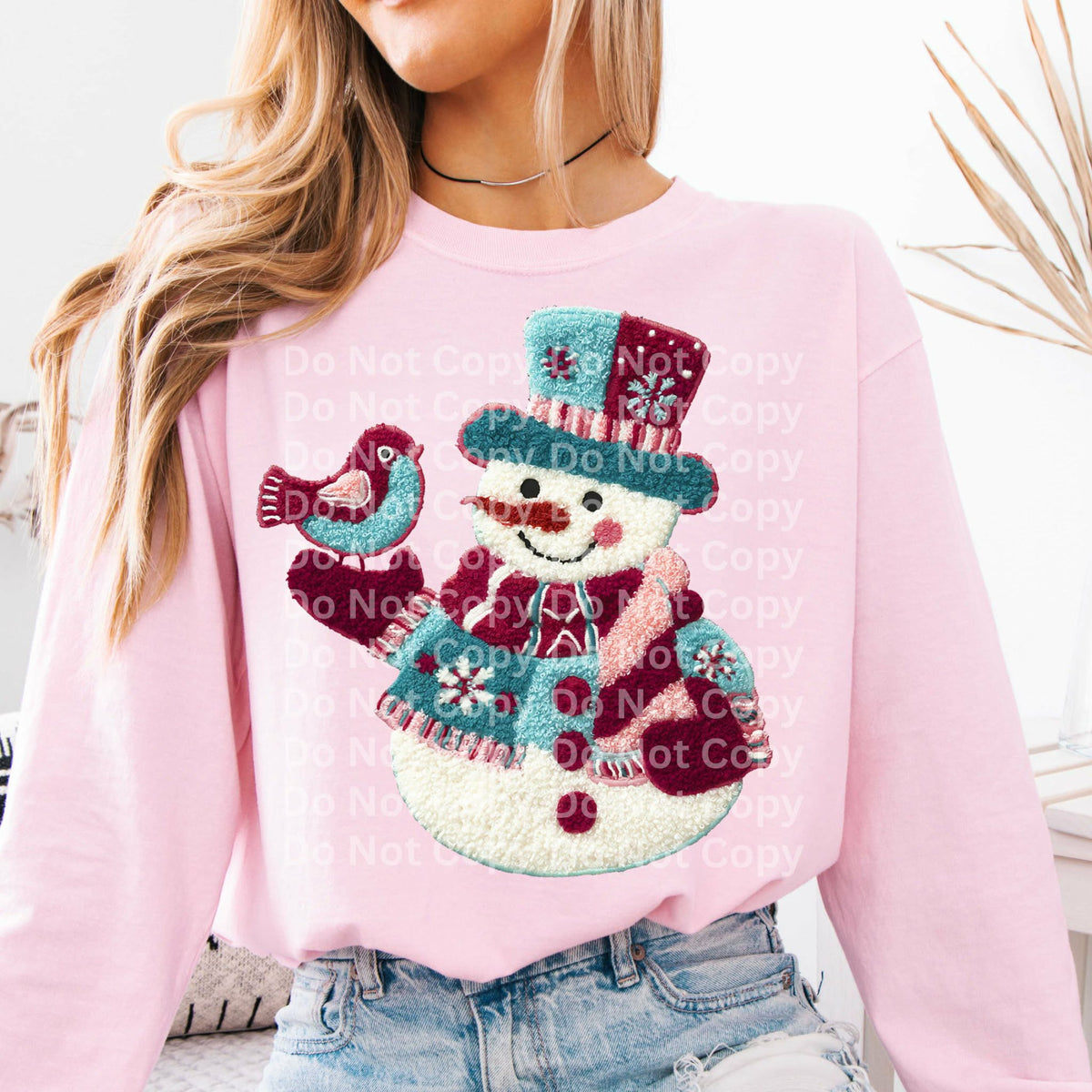 Patchwork snowman (Irene) DTF transfer