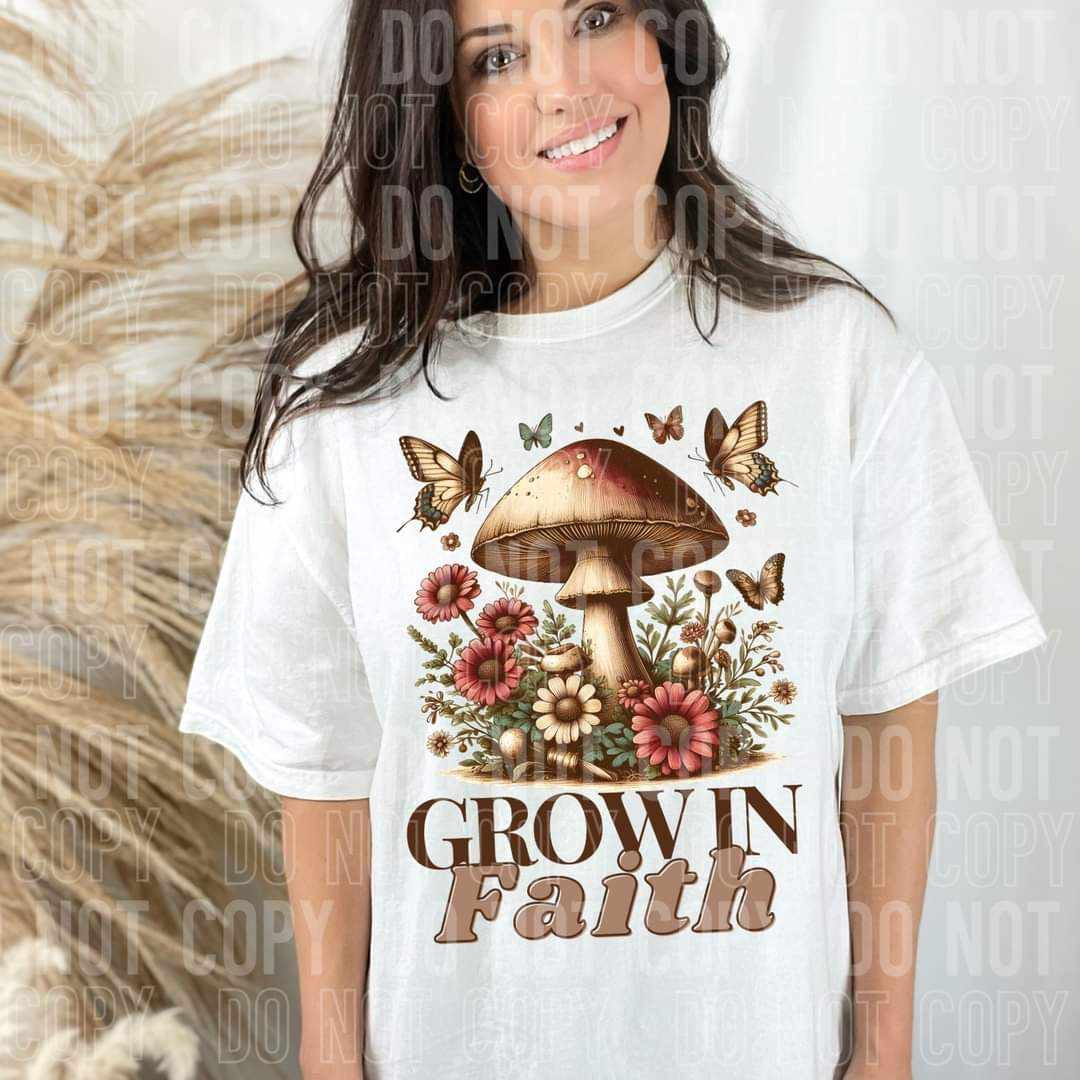 Grow in faith mushroom (SBB) 58696 DTF transfer