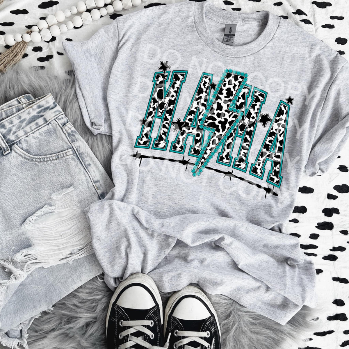 Mama cowhide blue outline (SCG) 90003 DTF transfer