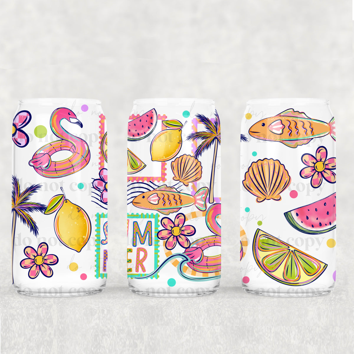 Summer colorful stamps with fish (CSC) UV DTF WRAP