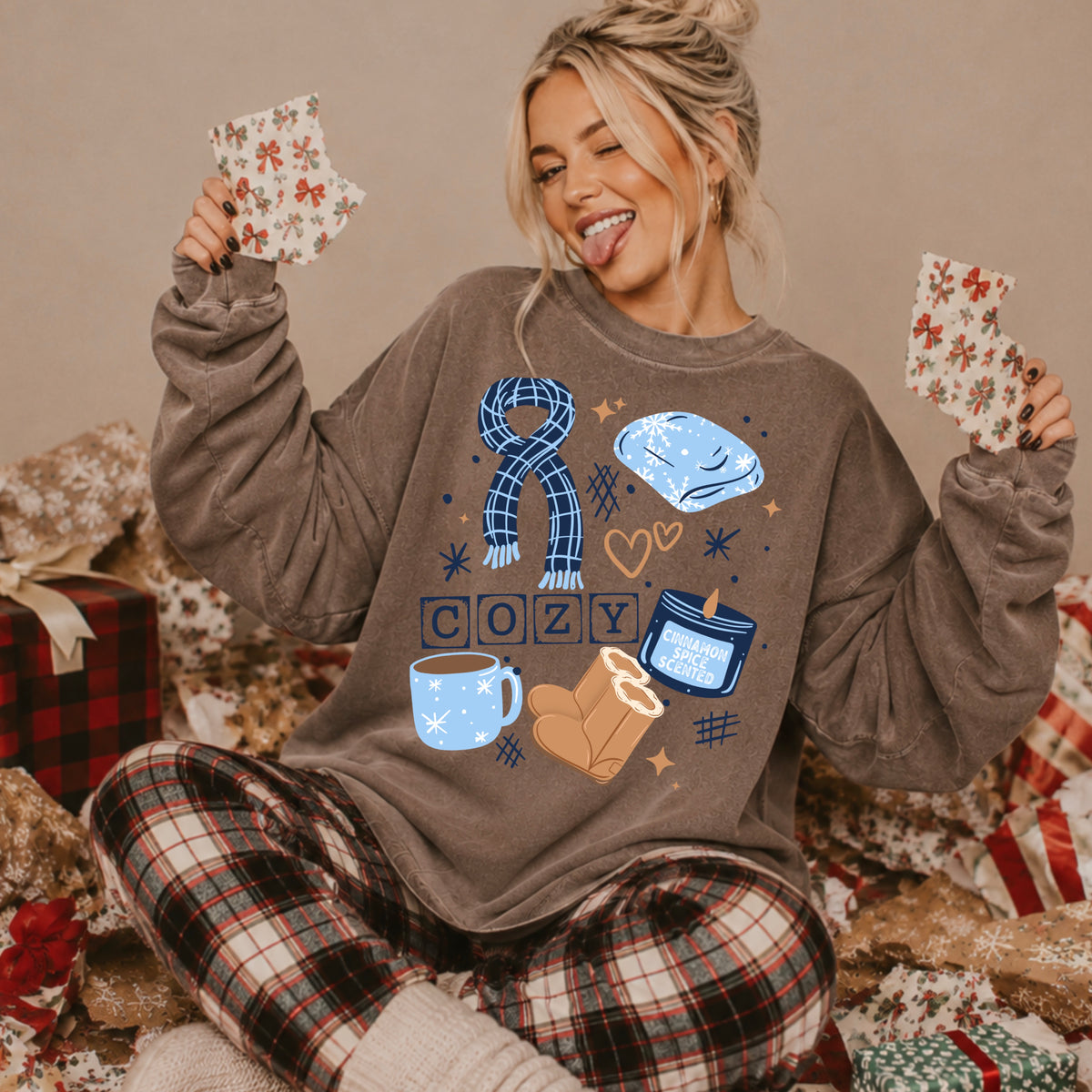 Cozy with scarf boots and candle winter (Csc) DTF Transfer