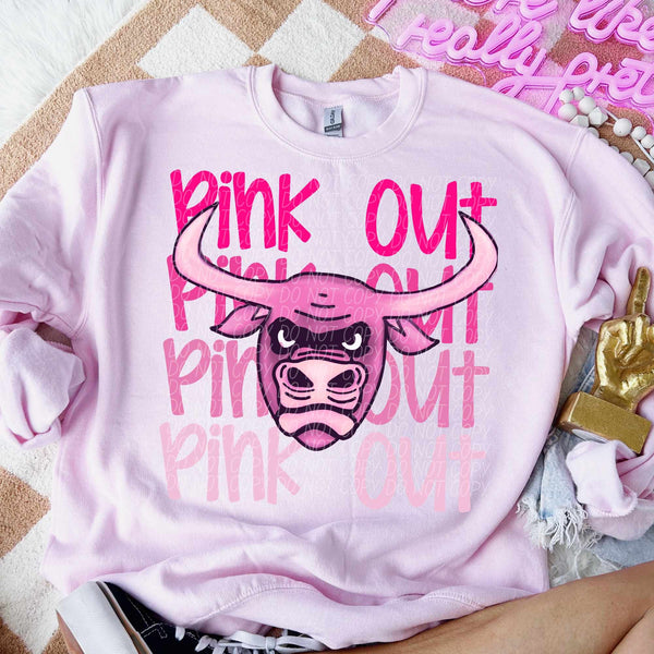 Pink out stacked bull 60031 DTF transfer