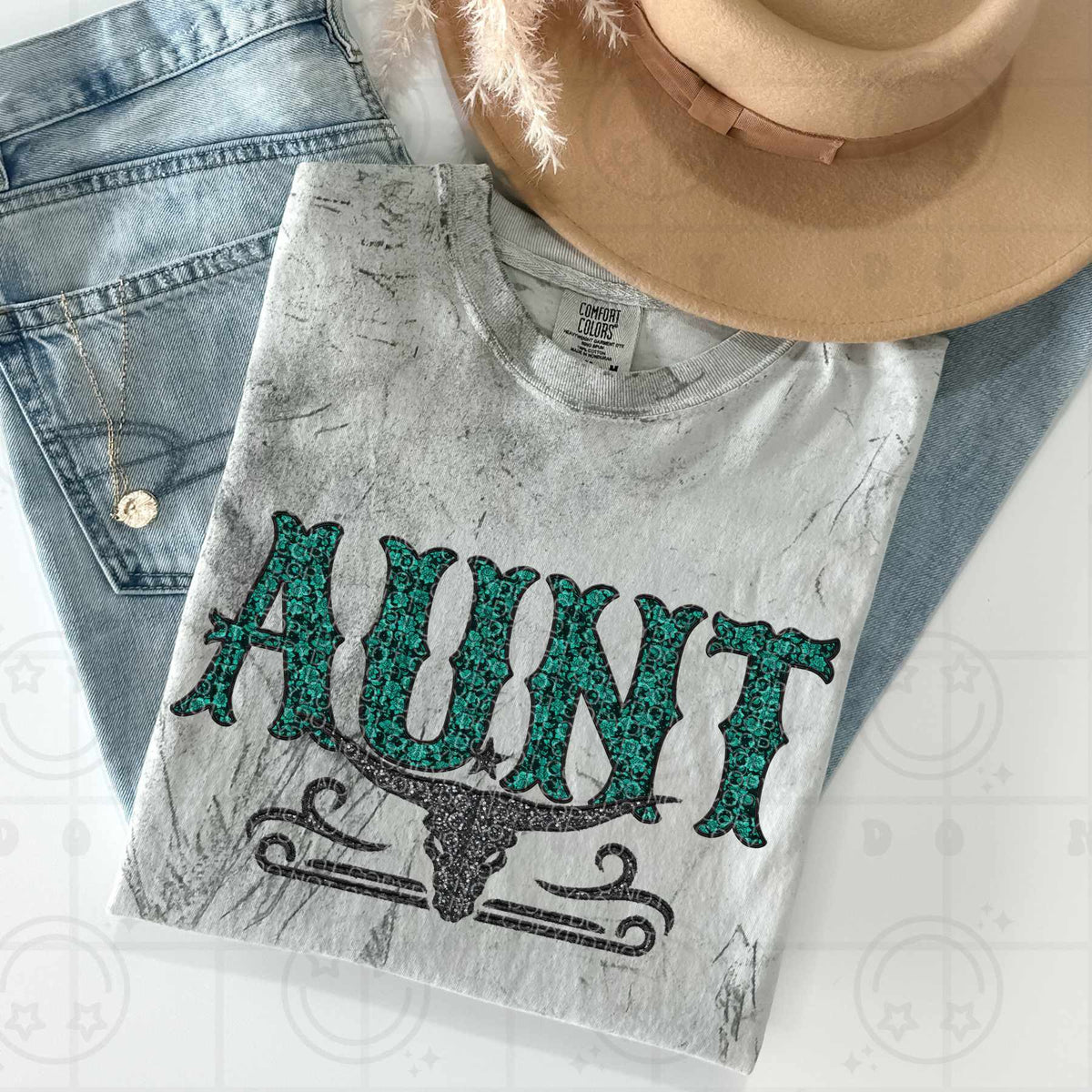 Aunt bull skull (HW) 84510 DTF transfer