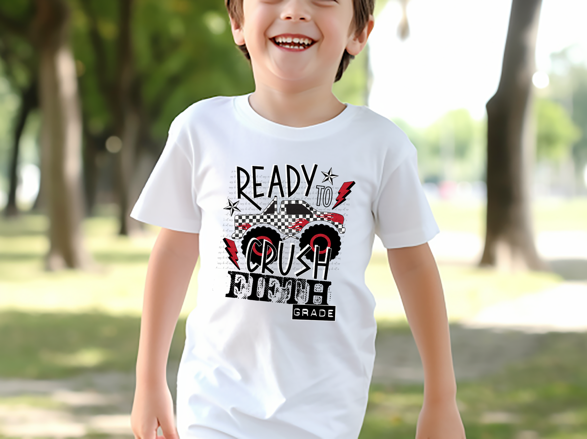 Ready to crush 5th grade truck DTF transfer